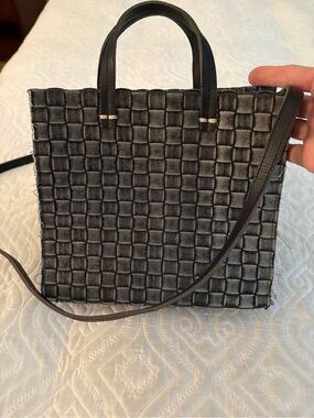 Clare V Denim Woven Texture Black Petit Simple Tote